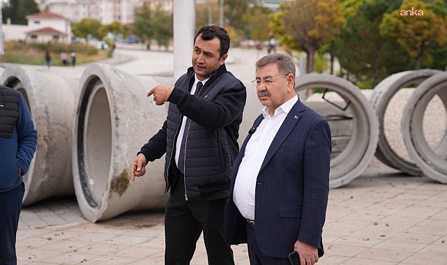 Gölbaşı’nda Alparslan Türkeş Parkı ve çevresinde yağmur suyu sorunu çözülüyor