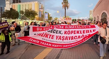 İzmir'de yaşam hakkı savunucuları ve avukatlar, hayvanlara yönelik şiddeti protesto etti