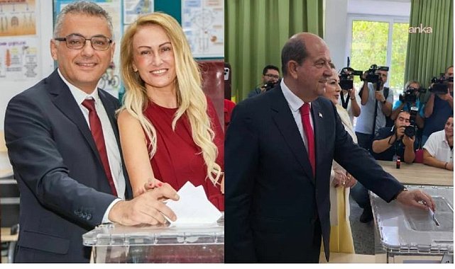 KKTC cumhurbaşkanı seçiminde, Cumhurbaşkanı Tatar ve CTP Genel Başkanı Erhürman oylarını kullandı