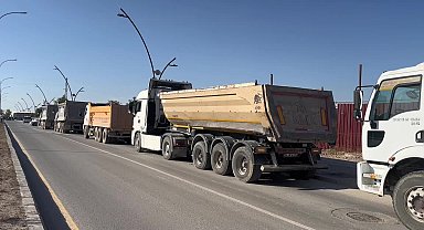 Malatya’da hafriyat kamyonu sürücülerinden 'haksız ceza' eylemi: