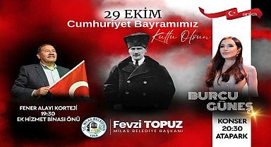 Milas’ta Cumhuriyet Bayramı, Burcu Güneş konseri ile kutlanacak