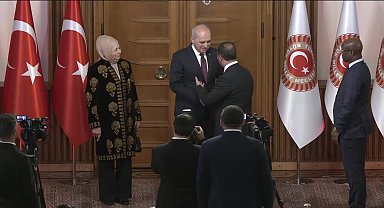 TBMM’de yeni yasama yılı açılış resepsiyonu… CHP’lilerin katılmadığı resepsiyonda Erdoğan, Bahçeli ve diğer liderlerle Mermerli Salon'da bir araya geldi