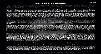 Van Yüzüncü Yıl Üniversitesi’den Rojin Kabaiş açıklaması