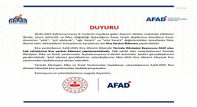 Yerinde dönüşüm başvurusu yapan depremzedelere kira yardımı ödemesi durdurulacak